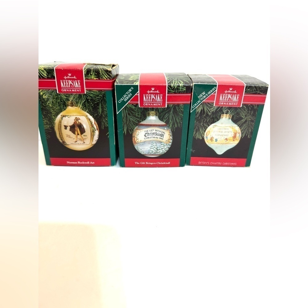 Set of 3 Vintage Hallmark Keepsake Christmas Ornaments 1990-1993 w/Boxes Xmas